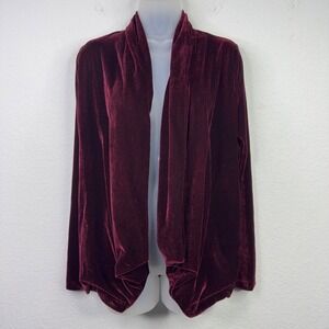 Anama Cardigan Womens S Burgundy Velvet Draped Open Front Whimsigoth Romantic